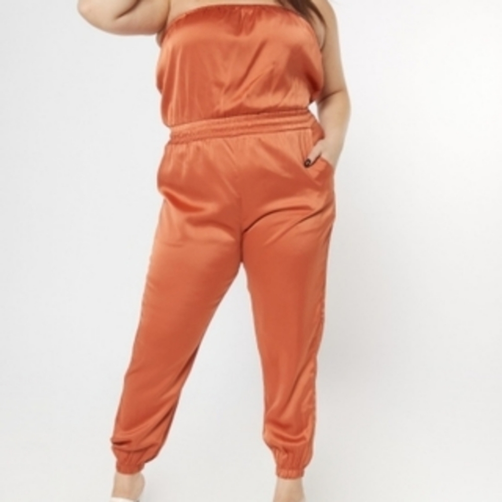 Rue21 plus size orange strapless jumpsuit